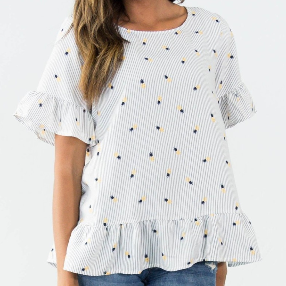 *LAST ONE* Pineapple Florence Printed Top